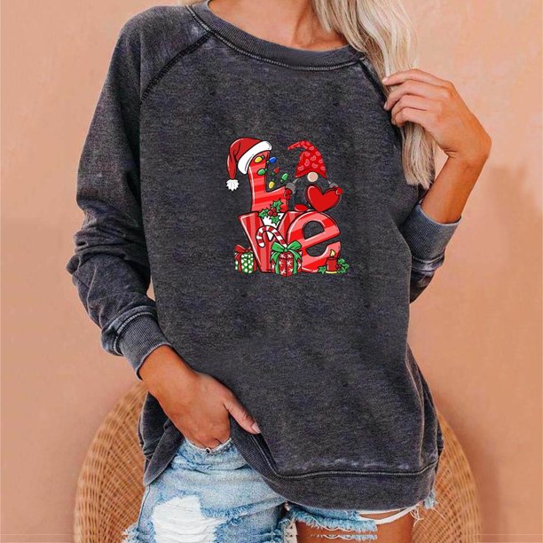 Pntutb moda mujer imprimir manga larga cómoda transpirable cuello redondo sudadera Pntutb Pntutb-8315