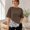 Coffee, variant on Lace Hem T-Shirt for Women, Moderately Stretchy Cotton Blend Crewneck Top with Drop Shoulders and Relaxed Asymmetrical Cut