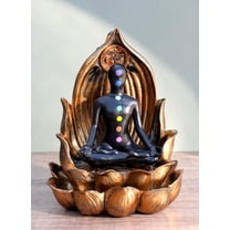 Ebros Spiritual Harmony Chakra Yoga Backflow Cone Incense Burner Statue 6" Tall
