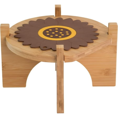 

Bamboo Water Drink Beverage Dispenser Stand for Glass Juice Lemonad Liquid Container Dispenser Countertop Crock Base with Non-slip Mat Plant Floor Stand Suitable for Cans Diameter within 9