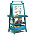 thumbnail image 1 of Gymax 3 in 1 Double-Sided Storage Art Easel w/Paint Cups for Kid Writing Teal Frosting, 1 of 10