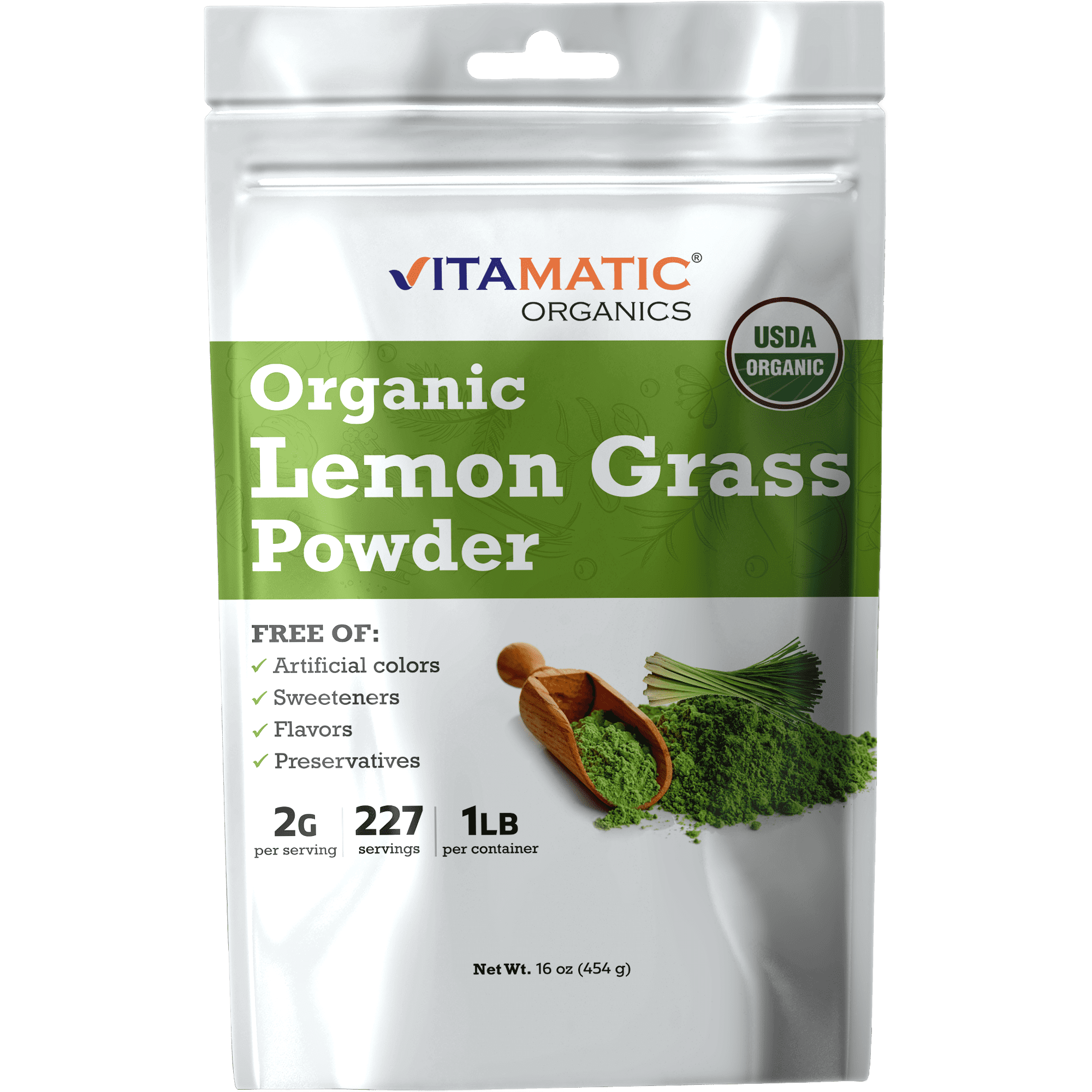 Vitamatic USDA Organic Lemon Grass Powder 1 Pound (16 Ounce)