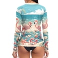 thumbnail image 2 of joogoo Womens UPF 50+ Rash Guard Flamingos Camping Beach Long Sleeve UV Protection Sun Shirts Tops XL, 2 of 7