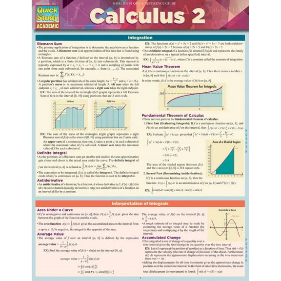 Calculus 2 : a QuickStudy Laminated Reference Guide (Other)