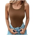 thumbnail image 4 of Homenesgenics Tank Tops for Women Plus Size Women Camisole Tank Tops with Built in Bras underwear Solid Color T-Shirt Sleeveless Tank Brown S, 4 of 9
