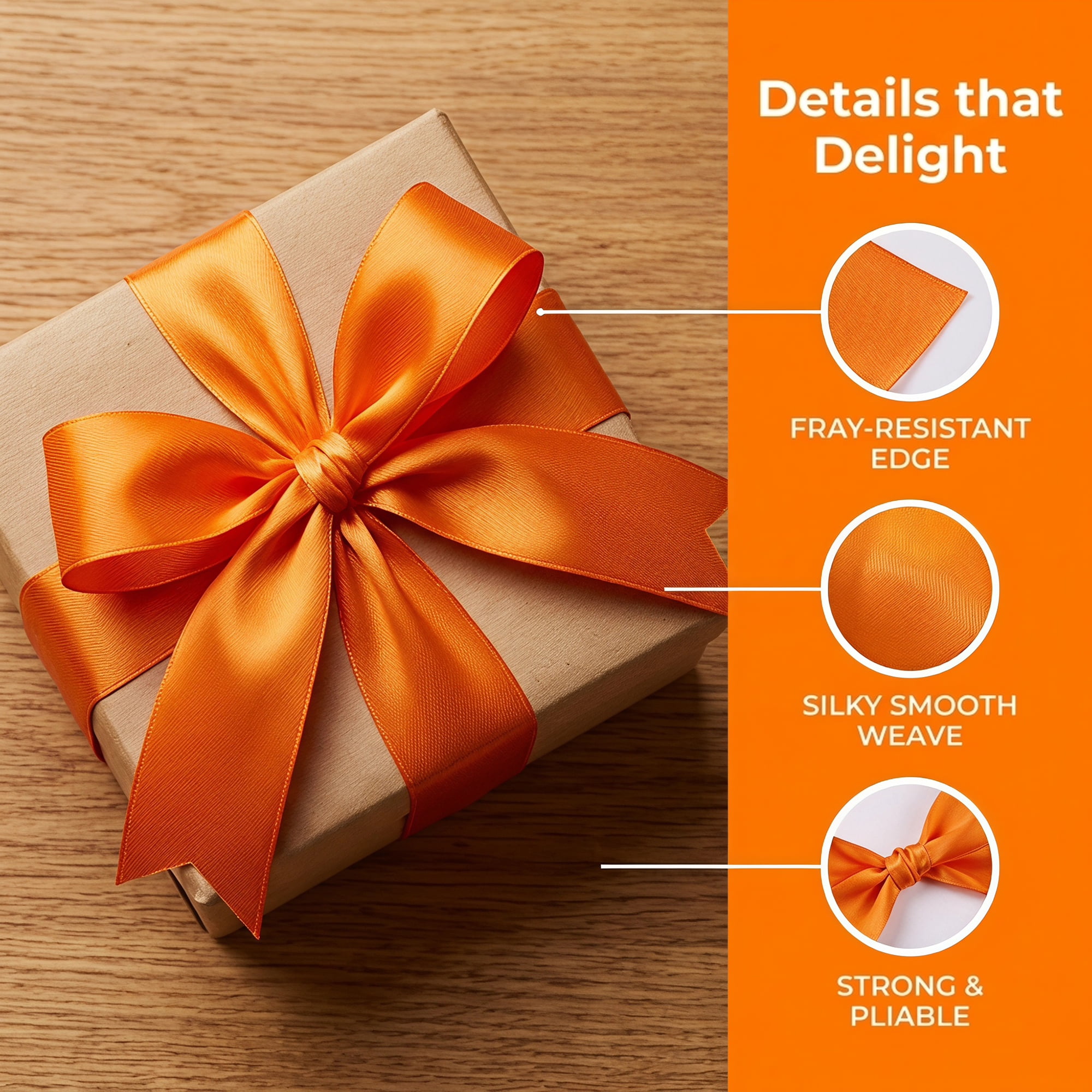 Unique Bargains Elegant Satin Ribbon for Gift Wrapping and Decoration Purposes Orange