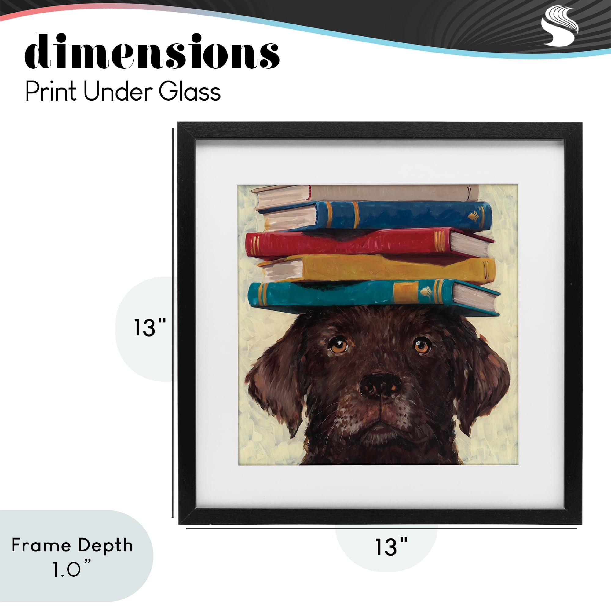 Stupell Industries Studious Abby Dog Black Framed Print Under Glass, design by Studio Bautista