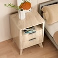 thumbnail image 5 of CHITOOMA 2-Drawer Nightstand with Open Shelf, Wood Fluted Bedside Table with Storage, Small End Table for Bedroom Living Room, Natural, 5 of 9