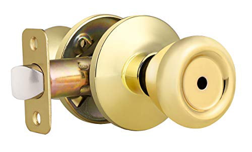 Round Door Knob Keyless Privacy Bathroom & Bedroom Lock Passage Locks Set Handle 