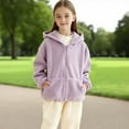 thumbnail image 2 of Boys Girls Polar Fleece Hooded Jacket Full Zip Long Sleeve Coat Sherpa-Lined Warm Casual Outerwear for Big Kids' 5-15Y, 2 of 6