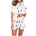 thumbnail image 6 of SwiftWear Women's Summer Vintage Print Button. Pajama Set 2 Piece- Retro Collar Short Sleeve Top & Shorts Cozy Loungewear, 6 of 6
