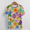 thumbnail image 3 of Floral Colorful Flower Womens Tops Women's Fashion Casual Short Sleeve Flower Print Round Neck Pullover Top Blouse, 3 of 6