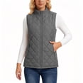 thumbnail image 5 of cocolona Quilted Vest for Women LightWeight Solid Color Basic Sleeveless Jacket Fall Winter Stand Collar Zipper Coat with Pocket, 5 of 6