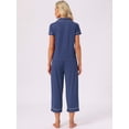thumbnail image 5 of DARING DIVA Women's Capri Pajamas Short Sleeve Button Down Tops with Pants Set M Blue, 5 of 7
