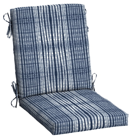 ARDEN Outdoor Dining Chair Cushion 20 x 20, Blue Shibori Stripe