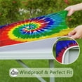 thumbnail image 6 of Colorful Tie Dye Pattern Square Fitted Tablecloth with Elastic Edge,Square Table Cover,Washable Elastic Table Cover for Home Kitchen Party Decor 34"x34", 6 of 6