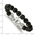 thumbnail image 4 of Chisel Stainless Steel Brushed Anchor Black Agate Beaded Bracelet - 8", 4 of 6