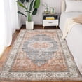 thumbnail image 2 of Twister.CK Vintage Boho Floral Area Rug, Washable Non-Shedding Low Pile Indoor Carpet, Non-Slip Rubber Backing for Bedroom, Living Room, Dining Room, Office, Pink, 3 x 5, 2 of 7