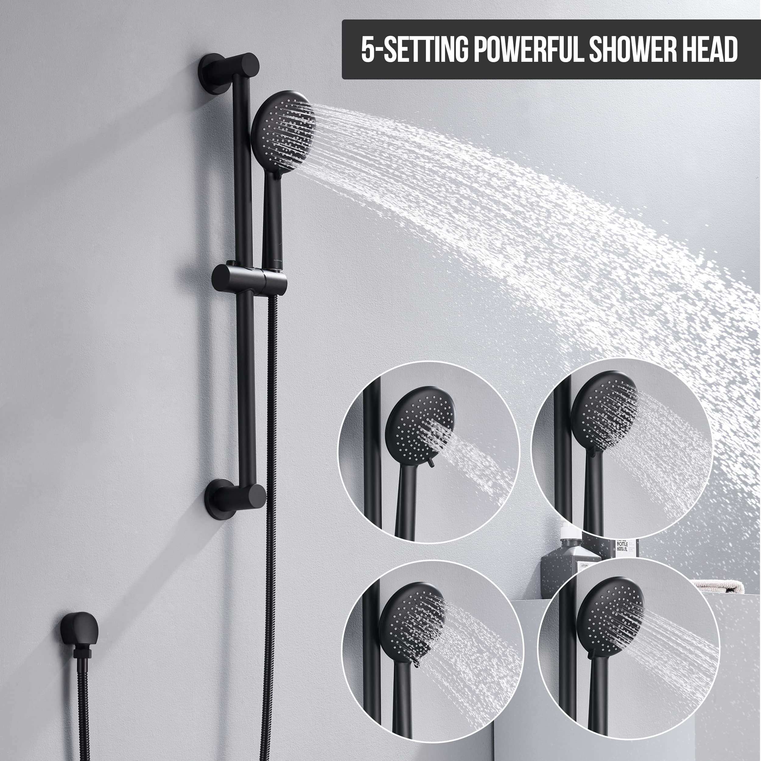 Shower System, Wall Mounted Slide Bar Shower Faucet Set for Bathroom w –  Gabrylly