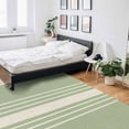 thumbnail image 6 of Area Rugs Indoor Non-Slip Rectangle Rug 5x7 Ft Abstract Modem Simple Striped Green Linen Rug Rubber Backing Floor Mats Non Shedding Home Decor Carpet for Entryway Living Room, 6 of 8
