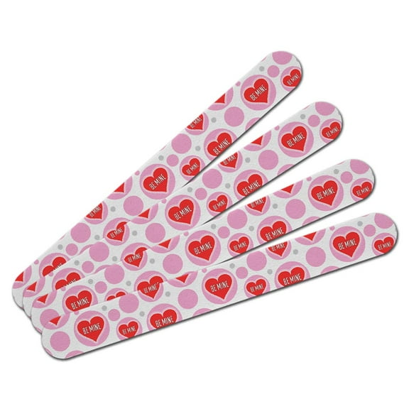 Be Mine Red Heart Valentine Double-Sided Nail File Emery Board Set 4 Pack