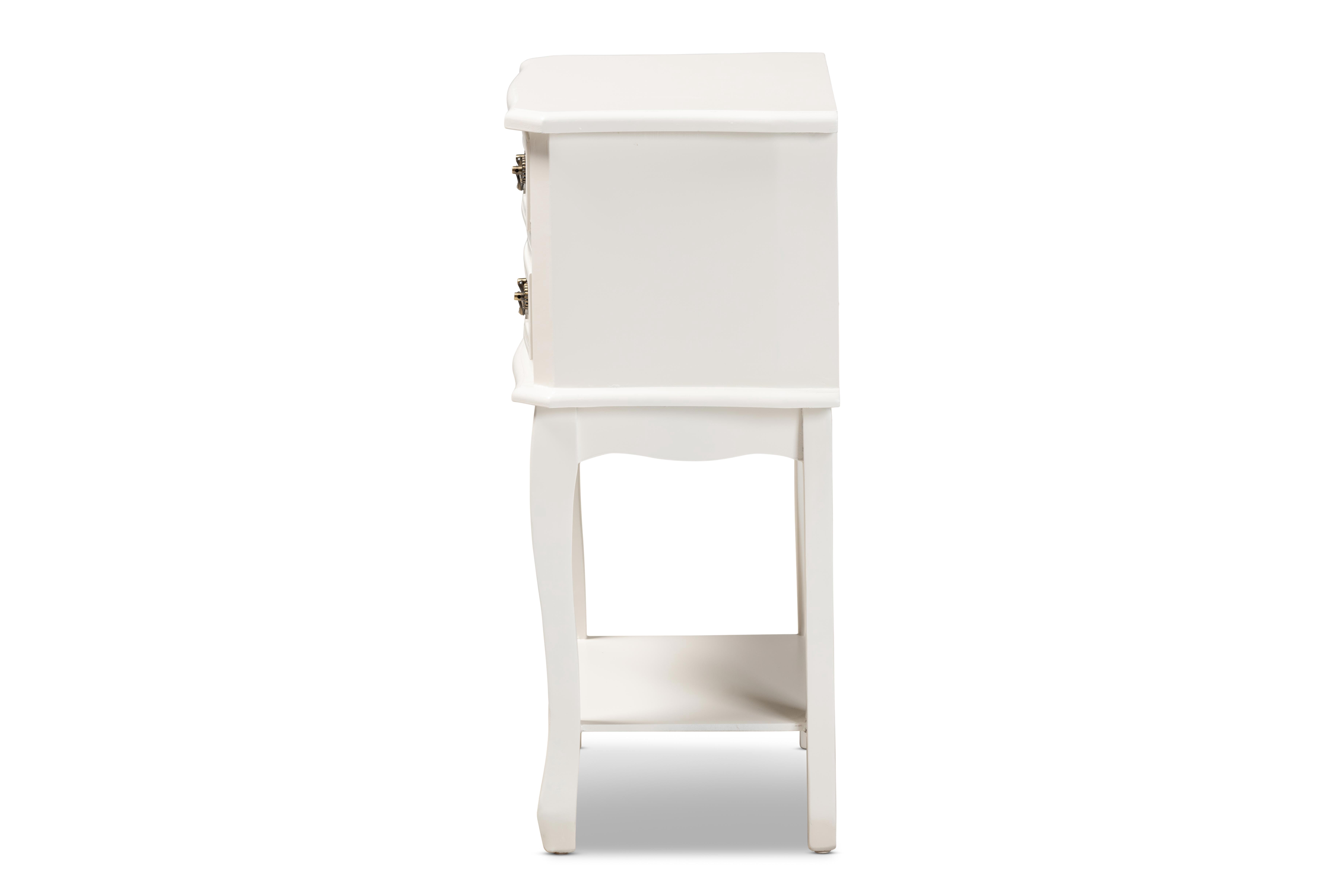 Baxton Studio Gabrielle Traditional French Country Provincial White-Finished 2-Drawer Wood End Table