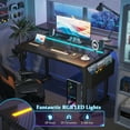 thumbnail image 5 of Romorgniz 40 Inch Computer Desk with LED Lights for Small Spaces, Home Office Desk with Storage Bag, Headphone Hook, Black, 5 of 7