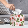 thumbnail image 6 of Yiaed Strawberries And Leaf Print Tissue Box Cover, PU Leather Decorative Organizer for Tabletop, Bathroom, Car, Office Creative Decorative, 6 of 7