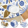 thumbnail image 4 of Elastic Edge Round Tablecloth with Botanical Floral Design, Durable Water-Resistant Polyester Fabric, Fits 44-52 Inch Diameter Tables, Extra Large, 4 of 7