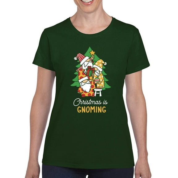 Christmas Is Gnoming T-Shirt Women -Smartprints Designs, Female x-Large