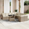 thumbnail image 1 of vidaXL 11 Piece Garden Sofa Set with Cushions Beige Poly Rattan, 1 of 5