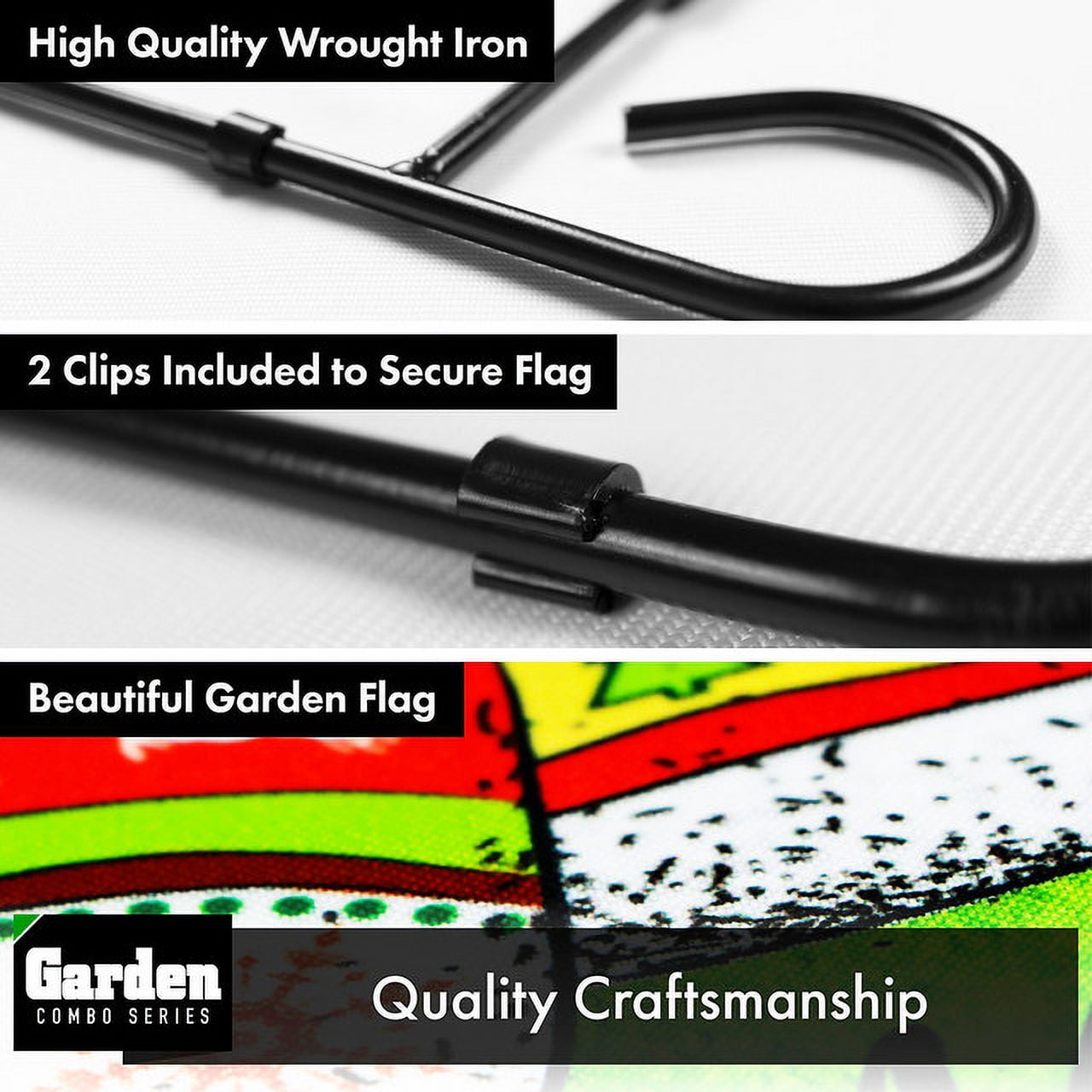 G128 2sets: 36"x16" Garden Yard Flag Stand Stake Black & 12"x18" Christmas Garden Flag Mittens Outside
