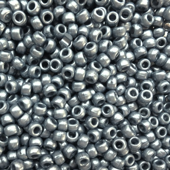 Pony Beads Dark Steel Blue Pearl Crow Beads 6x9mm Large Hole Made in USA