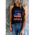 thumbnail image 2 of ABPHQTO Camiseta sin mangas con estampado gráfico de coche HAPPY CAMPER de la bandera americana negra para mujer, 2 of 5