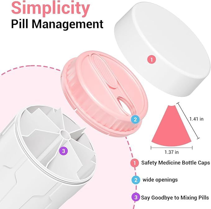 Extra Large Weekly Pill Organizer with 7 Compartments 21 Labels & Cleaning Brush 7-Day Portable Pill Dispenser for Vitamins & Medication