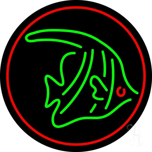 Fish Blue Border LED Neon Sign 18 X 18 - inches Black Square Cut Acrylic Backing, with Dimmer - Premium built indoor Sign for Club, Home décor, Event, Workshop, Storefront.