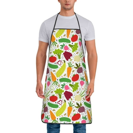 

Junzan Cartoon Vegetables Print Kitchen Cooking Aprons Chef Apron for Men and Women Professional for Cooking Bib Aprons for Kitchen/Crafting/BBQ/Drawing