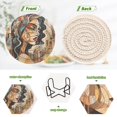 thumbnail image 4 of Women in Brown 6 Pcs Drink Coasters with Holder Absorbent Coasters Woven Coasters for Drinks Table Desk Protection Home Decor, 4 of 7