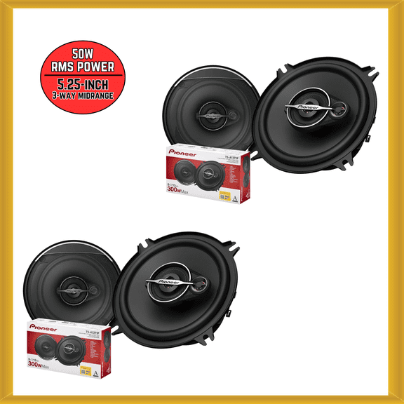 x2 Pioneer TS‑A1371F – 5-1/4" 300 W Peak / 50 W RMS 3-Way Coaxial Car Speakers