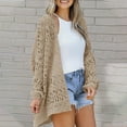 thumbnail image 2 of UYISJ Womens Crochet Cardigan Sweater Boho Solid Color Oversized Fall Cardigans Open Front Long Sleeve Outerwear Khaki S, 2 of 9
