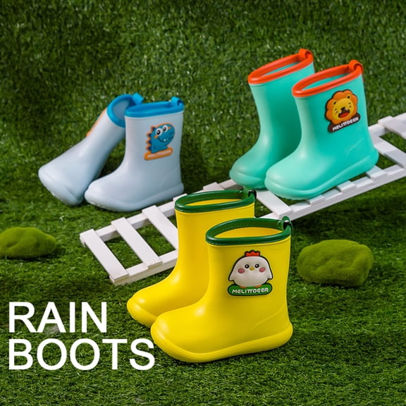 dgysar Boys Rain Boots 1-8T EVA One-piece Cartoon Non-slip Soft Odorless Waterproof Boots for Toddler Infant Boys Girls Daily Use Blue 180