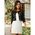 thumbnail image 3 of DARING DIVA Leisure Allover Floral Lace Crop Shrug Cardigan XS Black, 3 of 6