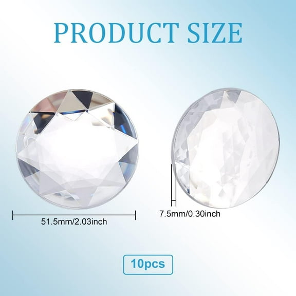 1 box 10pcs 51mm Flat Back Round Acrylic Rhinestone Stick On Plastic Gems Clear Extra Large Self Adhesive Round Jewels Embelishments Circle Gems for Costume Making Cosplay Crafts