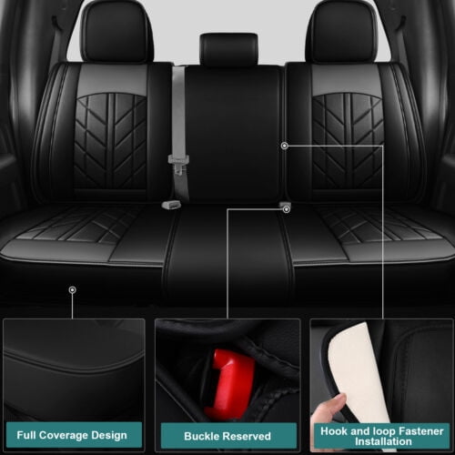 Tailored For 2005-2023 Toyota Tacoma Crew Cab/Double Cab SR,SR5,TRD Sport,TRD Off-Road Car Seat Covers Full Set, Black&Gray
