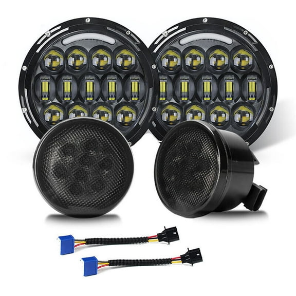7" Round LED Headlights Turn Signal Light Kit For Jeep Wrangler JK JKU 2007-2017