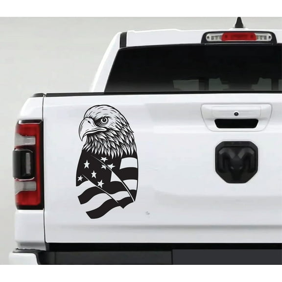 AnyStickerYouWant - American Bald Eagle Wrapped in American Flag Vinyl Decal Sticker Compatible with Most Pickup Truck Tailgates USA Sticker American Flag God Bless America