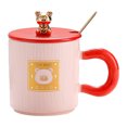 thumbnail image 1 of Taza de oso de 320ml con tapa, cuchara, Taza de cerámica para hombres y mujeres, taza de agua para pareja de café para desayuno en casa y oficina, 1 of 5