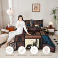 thumbnail image 3 of Castle Fairy Rustic Jungle Animal Bear Queen Comforter Set 3 Pieces,Bohemian Aztec Tribal Plaid Comforter Sets Queen,Sepia Red Blue,Black Reversible,1 Comforter and 2 Pillowcases, 3 of 6