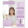 thumbnail image 5 of Travel Toiletry Bag Women Large Cosmetic Bag Travel Makeup Bag Organizer Medicine Bag for Toiletries Essentials Accessories, Purple Stripe, 5 of 8
