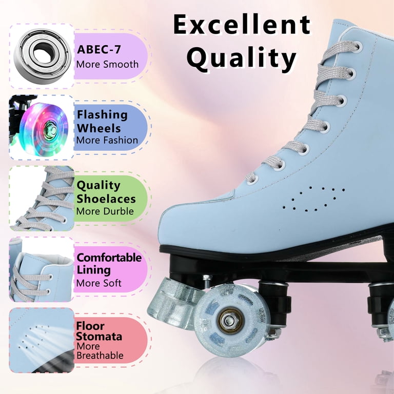 Unisex Double-Row Roller Skates – High-Top Four-Wheel Inline Skates With PU Wheels, Great For Beginners, Indoor & Outdoor Use